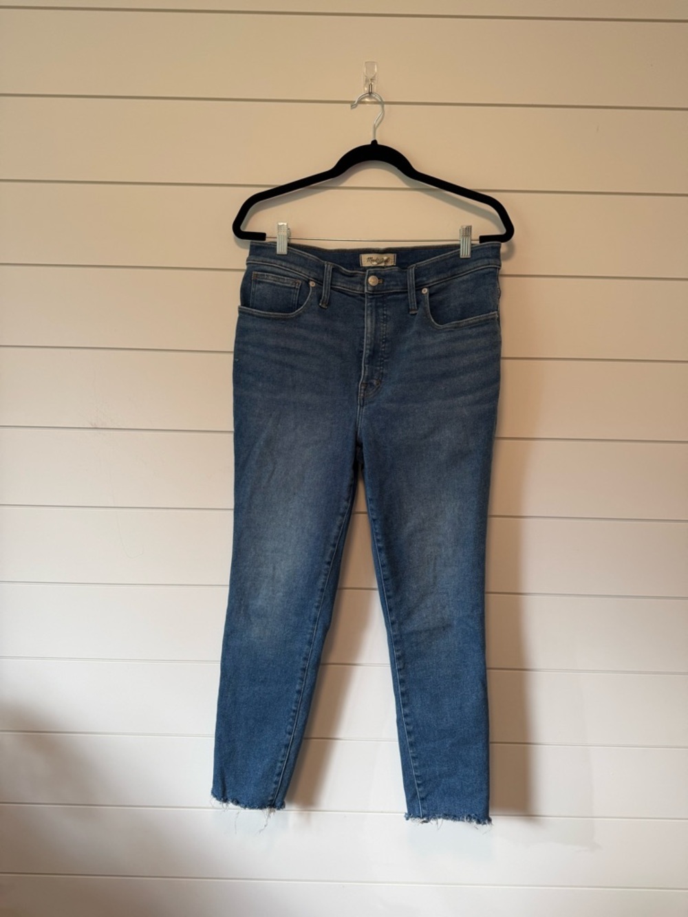 Madewell 10” High-Rise Skinny Midwash Jeans Raw Hem Size 31